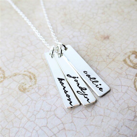 Custom Name Necklace | Personalized Jewelry | Family Jewelry | Gift for Mom | Gift for Grandma | Sterling Silver | Hand Stamped