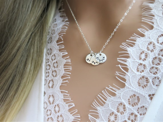 Hebrew Necklace | Name Jewelry | Tiny Discs | Sterling Silver | Jewish Mom | Jewish Grandma | Bat Mitzvah