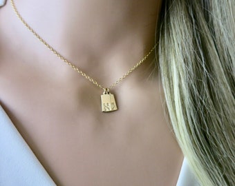 Hebrew Initial Tiny Tags Necklace | Minimalist Jewelry | Hebrew Jewelry | Hebrew Monogram | Jewish Woman | Jewish Mom | Personalized Judaica