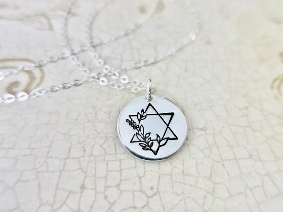 Sterling Silver Floral Star of David Necklace: Handmade Judaica