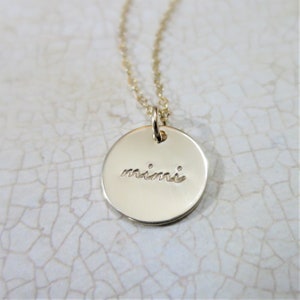 Grandma Necklace Bubbe Jewelry Bubbie Nonna Mimi Gold Fill Disc Gold Fill Pendant Hand Stamped 14k Gold Filled image 3