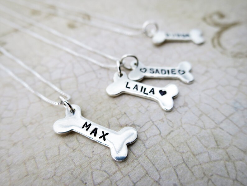 Dog Bone Necklace Pet Name Necklace Pet Lover Gift Etsy