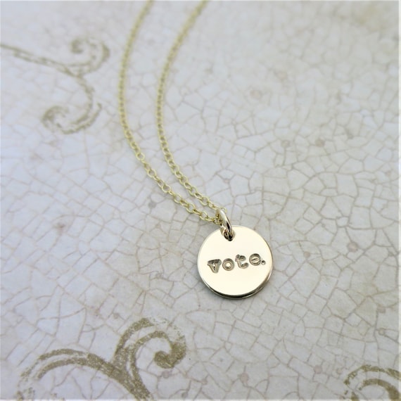 Vote. | Vote Jewelry | Vote Necklace | Democratic | 14k Gold Filled | Hand-stamped jewelry |