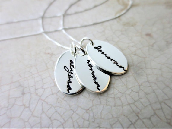 Custom Sterling Silver Oval Pendant Name Necklace