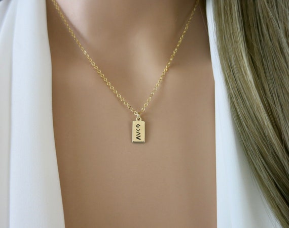 God is Greater Than the Highs and Lows | Ups and Downs | 14k Gold-Filled Tiny Rectangle Pendant Necklace | Petite | Dainty | Minimalist