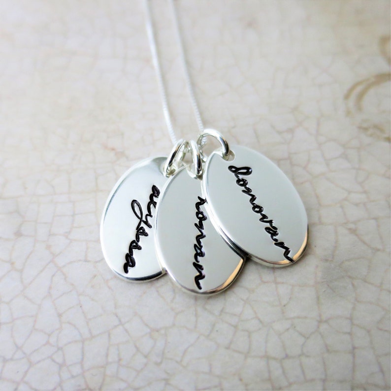 Name Necklace Sterling Silver Ovals Personalized Jewelry Etsy