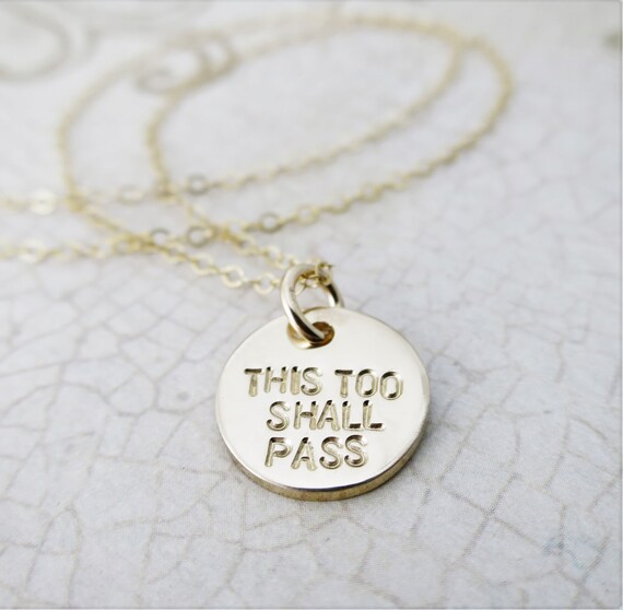 This Too Shall Pass | Gam Zeh Yaavor | Hebrew Necklace | Hebrew Jewelry |  Have Strength | Inspiration Gift | Layering Necklace