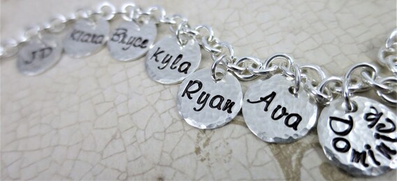 Custom Family Charm Bracelet | Jewelry for Mom | Jewelry for Grandma | Sterling Silver | Kids' Names | Grandkids' Names | Personalized