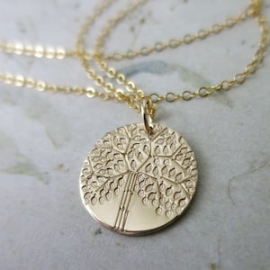 Hand Stamped Gold Filled Tree of Life Pendant: Family Jewelry