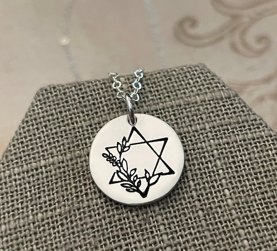 Floral Star of David Necklace | Hand Stamped Sterling Silver Jewelry | Handmade Judaica | Bat Mitzvah Gift | Hanukkah Gift