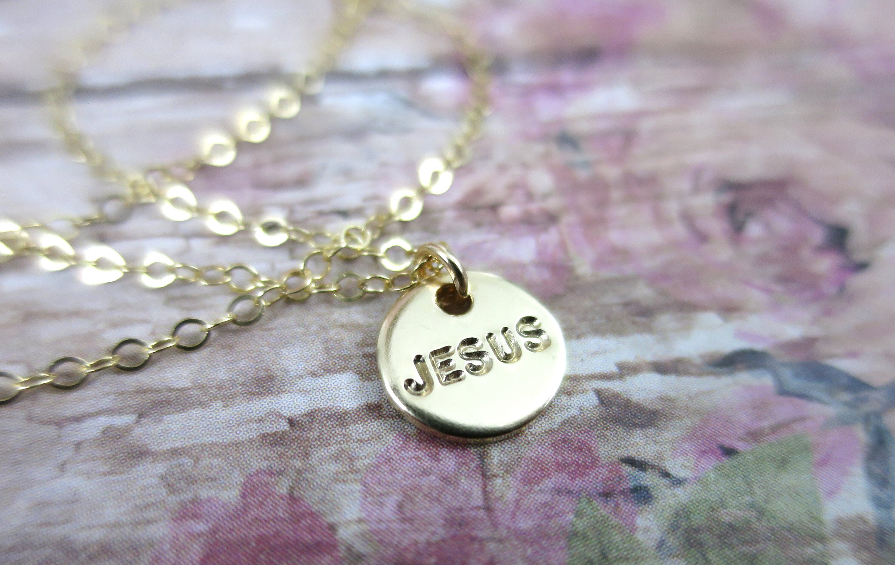 Jesus Necklace Jesus Jewelry Gold Disc 