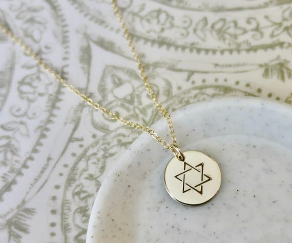 Jewish Star Necklace | 14k Gold Filled Pendant | Jewish Jewelry | Judaica | Handmade & Hand Stamped | Bat Mitzvah Gift