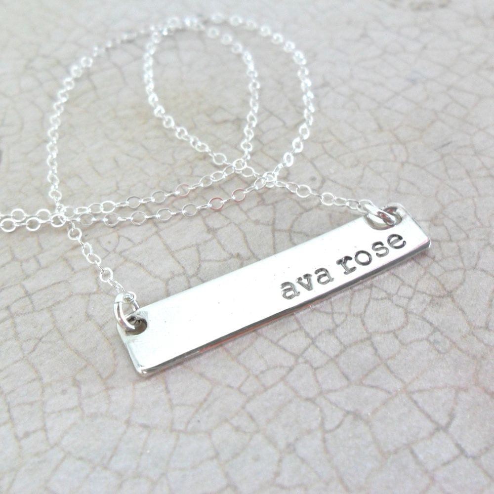Name Necklace Silver Bar Necklace Sterling Silver Horizontal Bar Personalized Jewelry Custom Nameplate Typewriter Font Gift Name Necklace Silver Bar Necklace Sterling Silver Horizontal Bar Personalized Jewelry Custom Nameplate Typewriter Font Gift