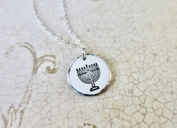 Menorah Necklace | Hanukkah Jewelry | Chanukah | Jewish, Judaica | Sterling Silver | Holiday Jewelry | Handmade & Hand Stamped