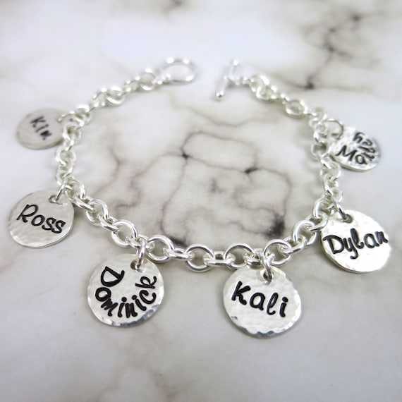 Family Charm Bracelet | Jewelry for Mom | Jewelry for Grandma | Sterling Silver Charm Bracelet | Kids' Names | Grandkids Names | Custom