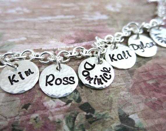 Family Charm Bracelet | Jewelry for Mom | Jewelry for Grandma | Sterling Silver Charm Bracelet | Kids' Names | Grandkids Names | Custom