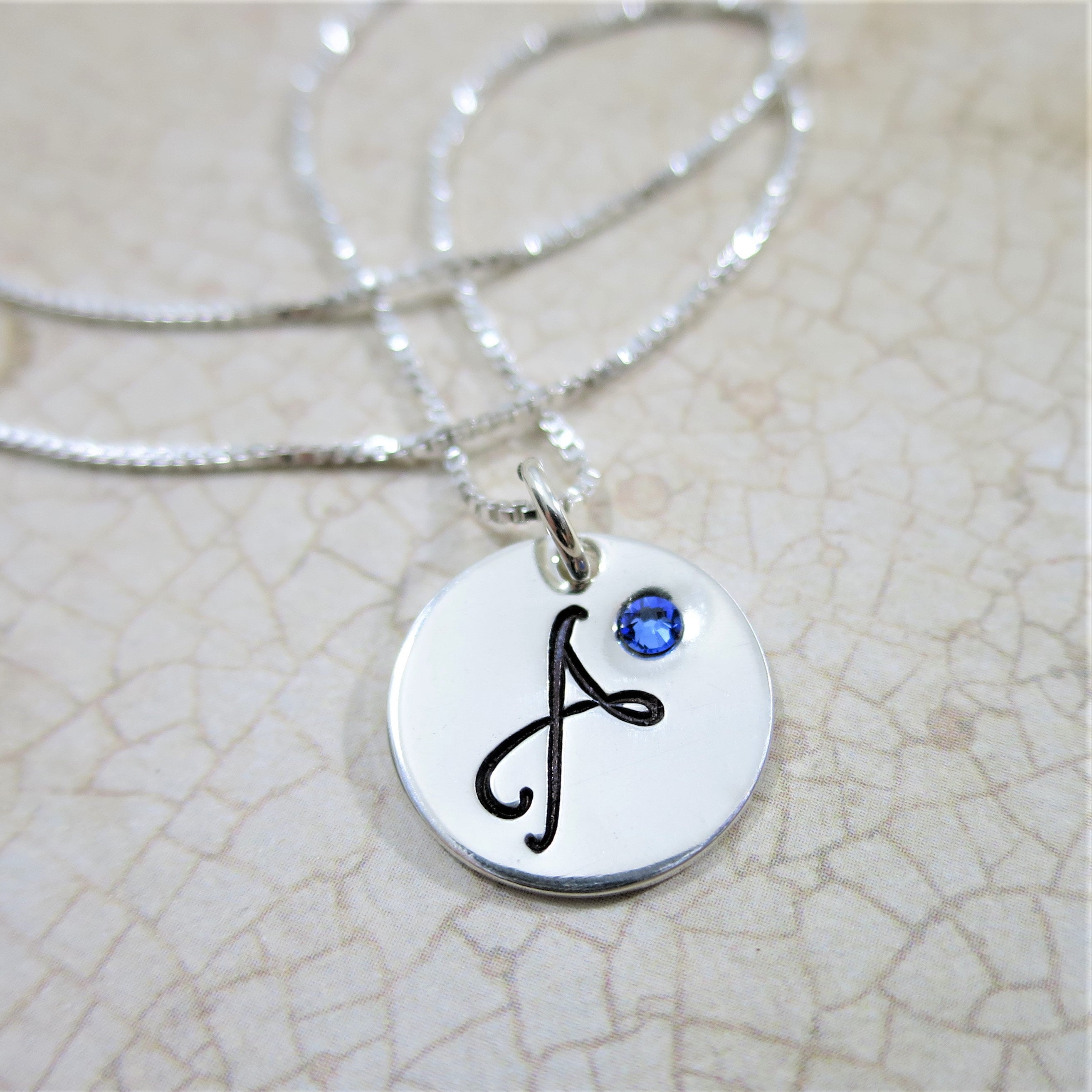 Initial Necklace with Birthstone | Sterling Silver Initial Jewelry ...