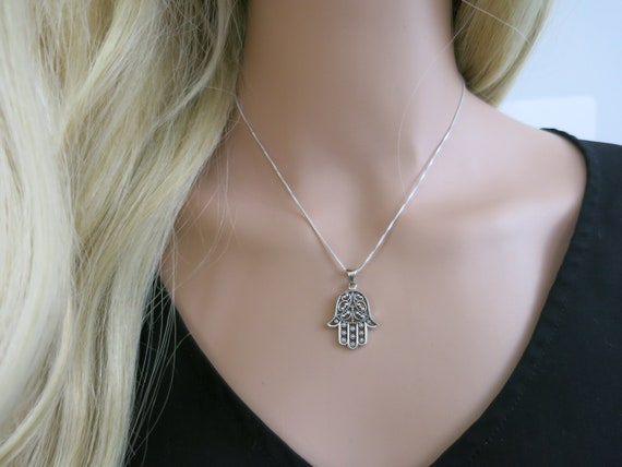 Hamsa Necklace | Sterling Silver Filigree Hamsa | Protection Jewelry | Evil Eye Jewelry