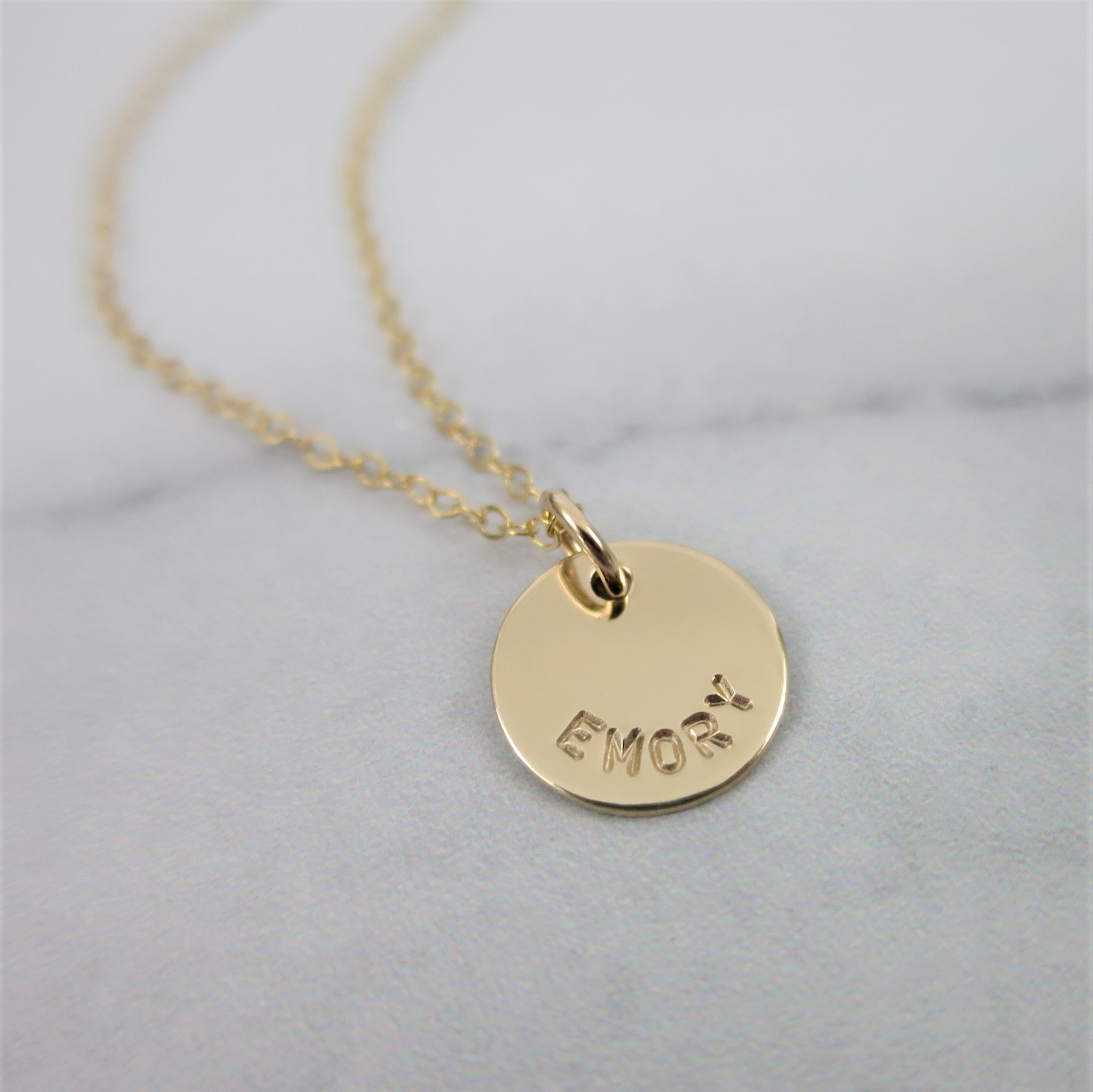 Gold Name Necklace 14k Gold Fill Pendant Necklace Hand Stamped Name
