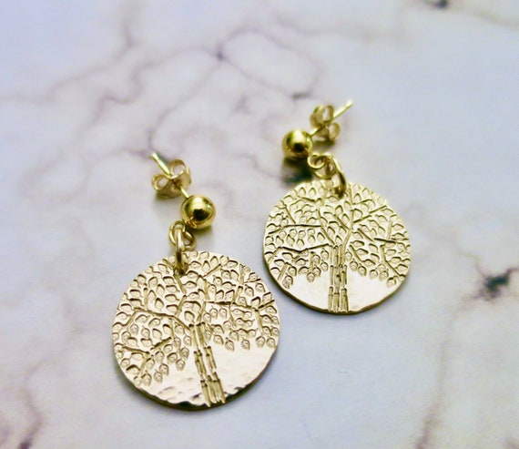 Tree of Life Earrings | Hand Stamped 14k Gold-Filled | Handmade Tree Earrings | Nature | Family | Judaica