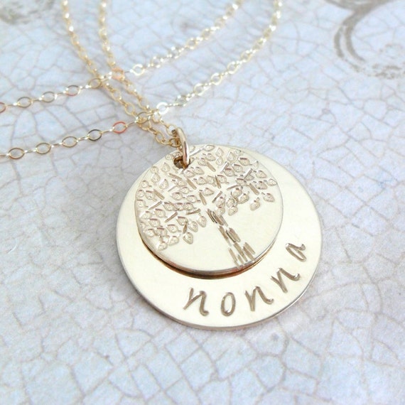 Grandma Necklace | Grandmother Necklace | Nonna Jewelry | Nana Jewelry | Bubbe Jewelry | Nanny Jewelry | Tree of Life | Gold Fill Discs