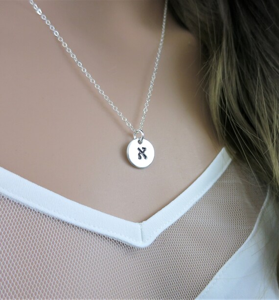 Hebrew Initial Necklace | Classic Block Hebrew | Large Hebrew | Hebrew Jewelry | Hand Stamped Hebrew | Sterling Silver | Monogram