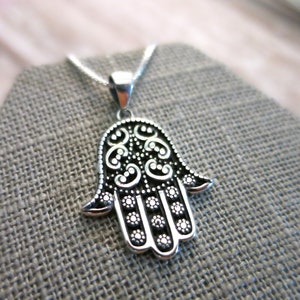 Hamsa Necklace | Sterling Silver Filigree Hamsa | Protection Jewelry | Evil Eye Jewelry