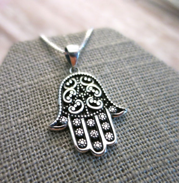 Hamsa Necklace | Sterling Silver Filigree Hamsa | Protection Jewelry | Evil Eye Jewelry