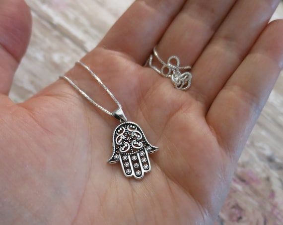 Hamsa Necklace | Sterling Silver Filigree Hamsa | Protection Jewelry | Evil Eye Jewelry