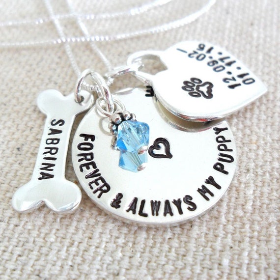Pet Memorial Jewelry |  Pet Remembrance Jewelry | Dog Jewelry |  Pet Loss Jewelry | Forever and Always My Puppy You'll Be |  Sterling Silver