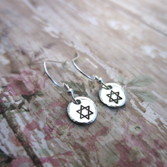 Star of David Earrings | Sterling Silver | Hand Stamped | Bat Mitzvah Gift | Gift for Jewish Woman | Jewish Girl | Hanukkah