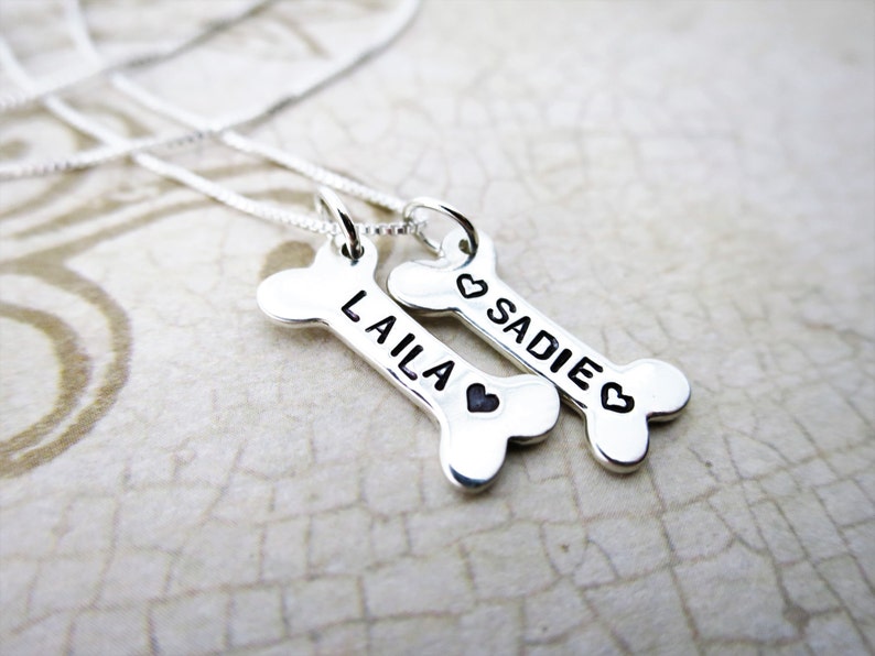 Dog Bone Necklace Pet Name Necklace Pet Lover Gift Etsy