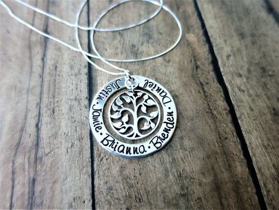 Family Necklace | Gift for Mom | Gift for Grandma | Tree of Life | Family Tree | Name Necklace | Kids' Names | Grandkids' Names | Sterling