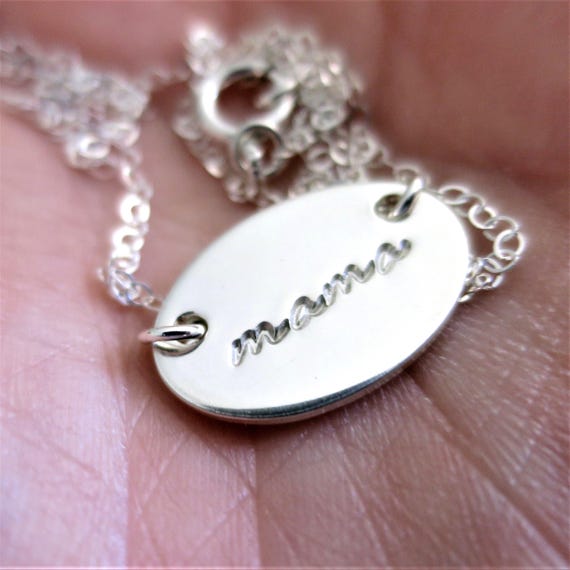 Mama Necklace | Mama Jewelry | Mommy Necklace | Mommy Jewelry | New Mom Gift | Push Present | Sterling Silver | Hand Stamped | Handmade
