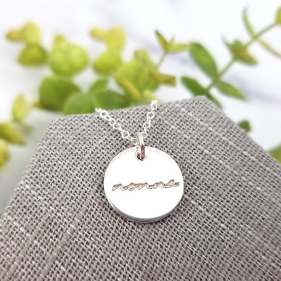 Nonna Necklace | Sterling Silver Nonna Jewelry | Handstamped | Nanny | Grandma | Gift for Mom | Gift for Grandma