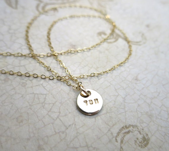 Chesed Necklace | Loving Kindness | Hebrew Hesed | Hebrew Chesed | 14k Gold Filled | Tiny Pendant | Hand Stamped | Hesed | Chesed
