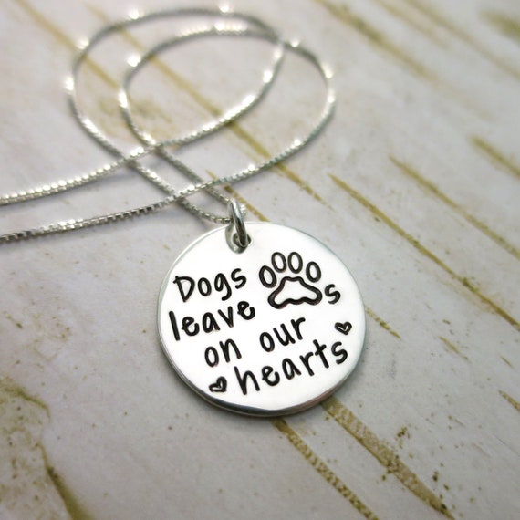Dogs Leave Pawprints On Our Hearts | Sterling Silver | Necklace | Dog Lover | Dog Mom | Paw Print | Dog Mama | Dog Lover Gift