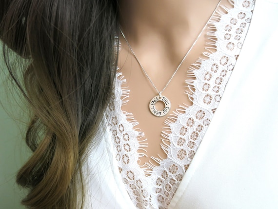 This Too Shall Pass Necklace | Sterling Silver Washer Necklace | Hand Stamped Jewelry | Gift for a Difficult Time | Courage | Bravery