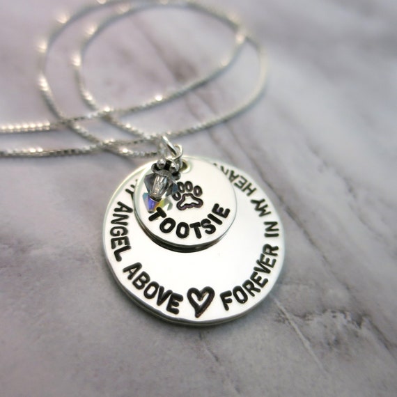 Custom Pet Remembrance Necklace | Sterling Silver | Loss Gift | Forever in my Heart | My Angel Above | Pet Loss | Pet Mom | Dog Mom