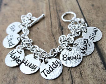Braccialetto con ciondoli personalizzato in argento sterling / Ricordo di famiglia