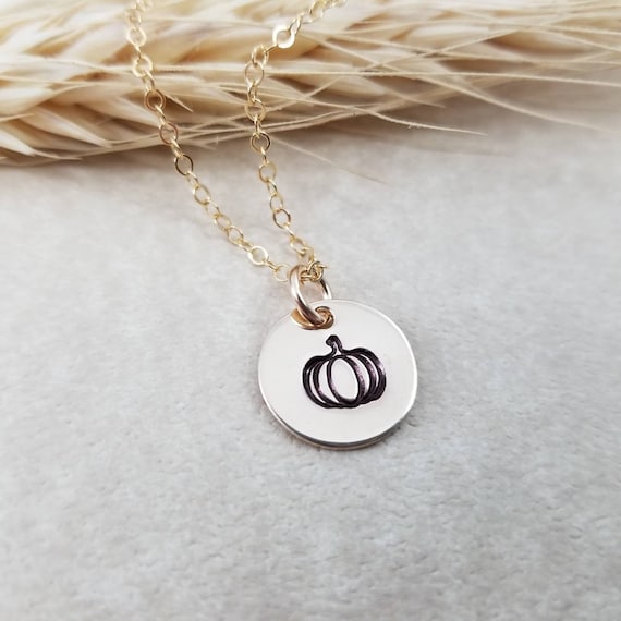 Pumpkin Necklace | Pumpkin Jewelry | Autumn Necklace | Fall Jewelry | 14k Gold Filled | Hand-stamped jewelry | Harvest Jewelry | Halloween