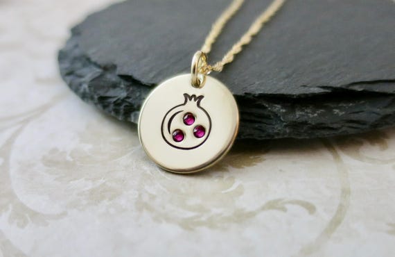 Pomegranate Necklace with Swarovski Crystals | Sterling Silver or 14k Gold Filled
