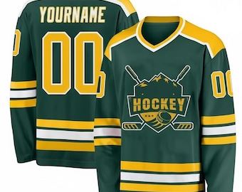 Custom Forest Green Hockey Jersey – Personalized Sewn Team Sweater