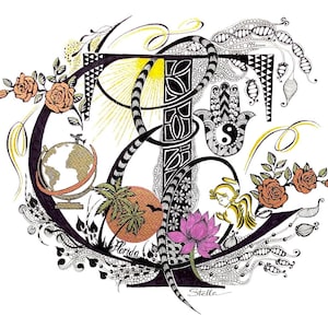 Design de nome, monograma, arte original desenhada à mão personalizada