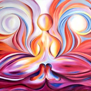 YOGA ART BUTTERFLY - pintura a óleo original, decoração de parede de ioga, decoração de estúdio de ioga, arte espiritual