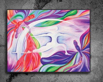 Yoga Art WARRIOR ll - fine art giclee from original oil painting, yoga wall decor