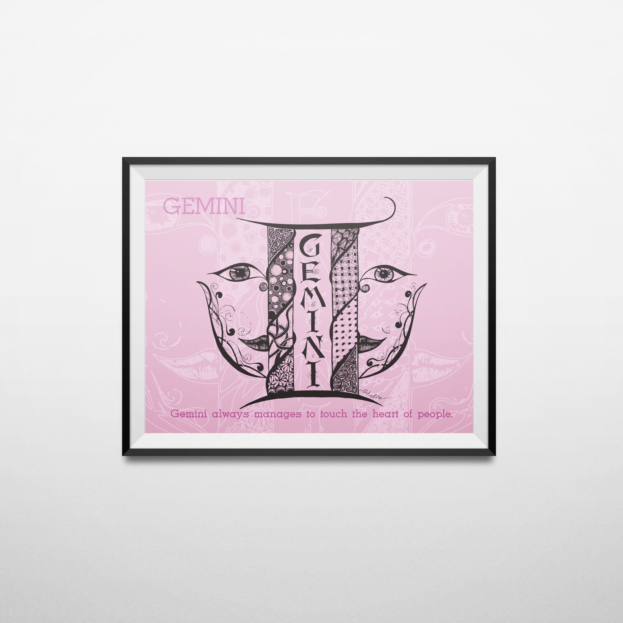 Zodiac Art GEMINI print from original design and drawing Etsy