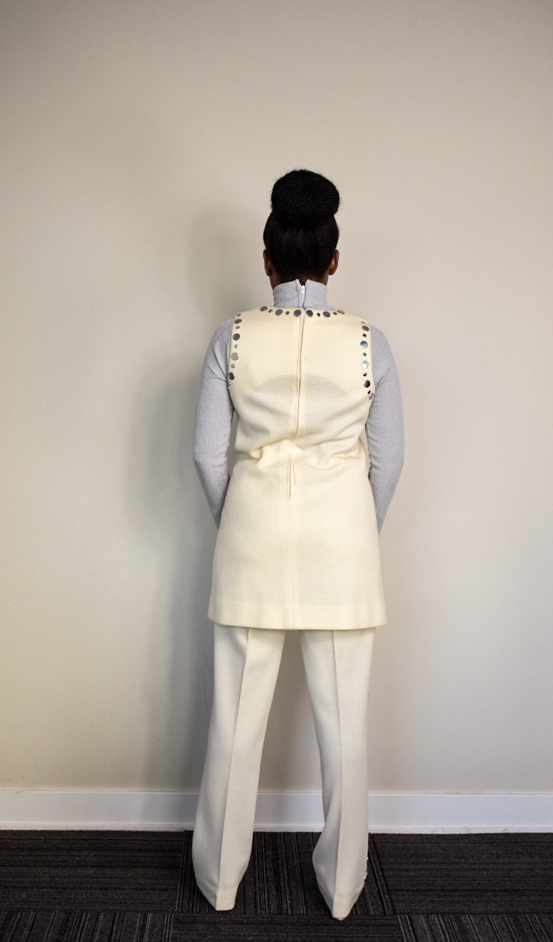 Vintage 60s Mod Tunic and Pants Set with Stud Embellishment