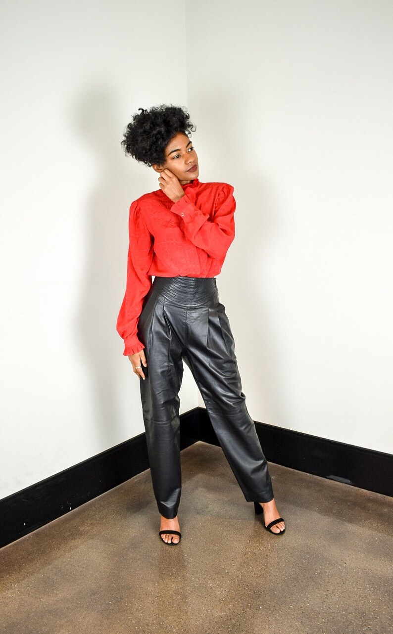 Vintage 80s Leather Pants High Waist 