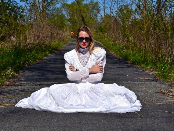 Gunne Sax Prairie Dress Jessica McClintock White V
